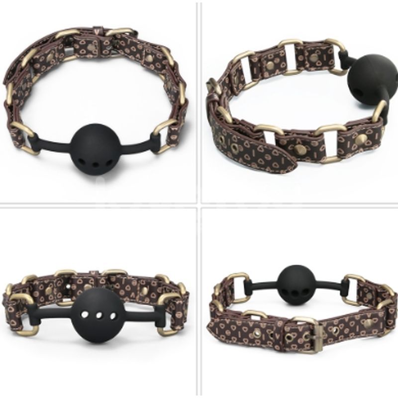 Rebellion Reign Ball Gag – Luxury Faux Leather Ball Gag with Antique Bronze Spikes > Bondage Gear > Gags and Bits