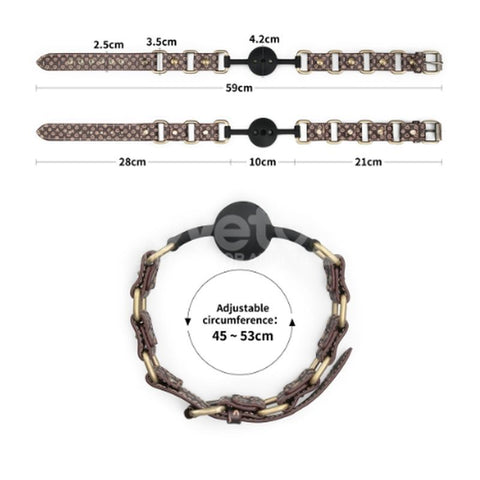 Rebellion Reign (Brown PU Leather) – Luxury Ball Gag with Antique Bronze Spikes Gags