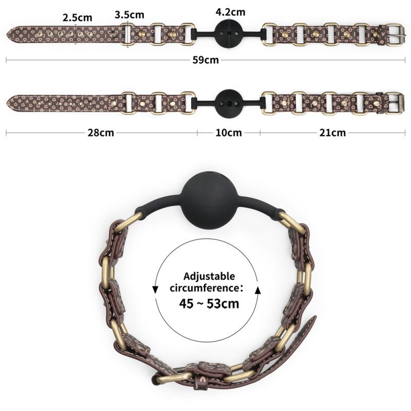 Rebellion Reign Ball Gag – Luxury Faux Leather Ball Gag with Antique Bronze Spikes > Bondage Gear > Gags and Bits