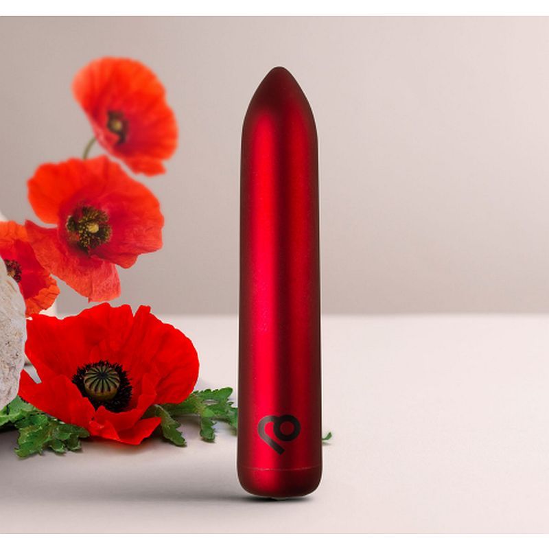 Poppy Red Rechargeable Bullet Vibrator – Sleek Compact Rechargeable Vibrator Secondary image