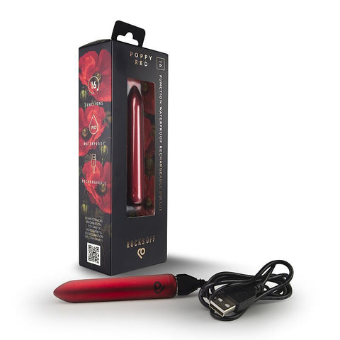 Poppy Red Rechargeable Bullet (Red) – Rechargeable Bullet Vibrator with 16 Vibration Modes BULLETS