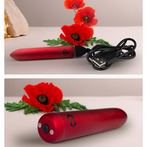 Poppy Red Rechargeable Bullet (Red) – Rechargeable Bullet Vibrator with 16 Vibration Modes BULLETS