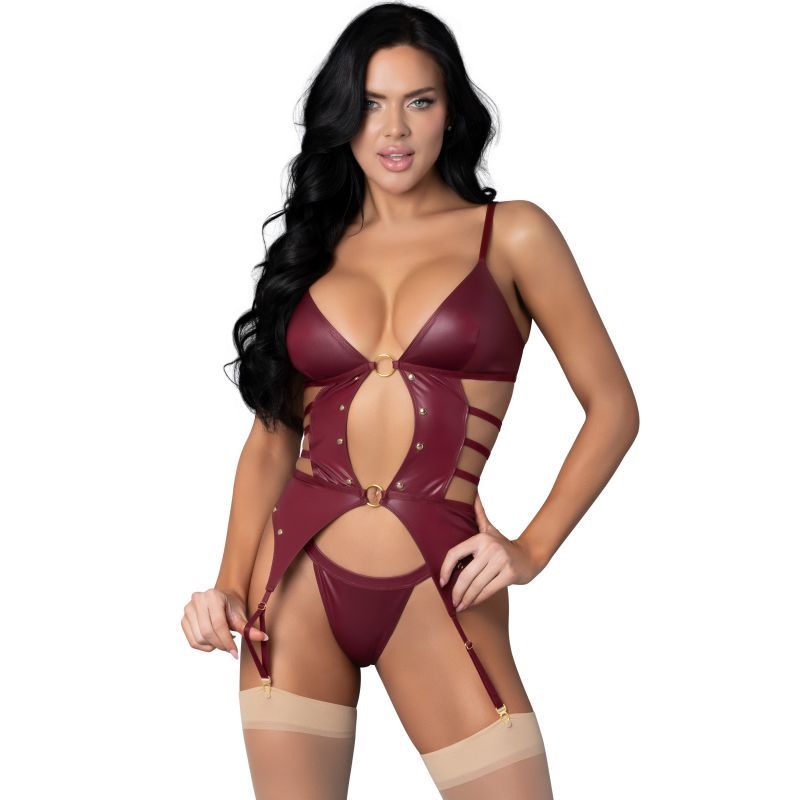 Kira Burgundy Kiss (Burgundy) – Two Piece Lingerie Set Burgundy Large Extra Large > Clothes > Lingerie Sets