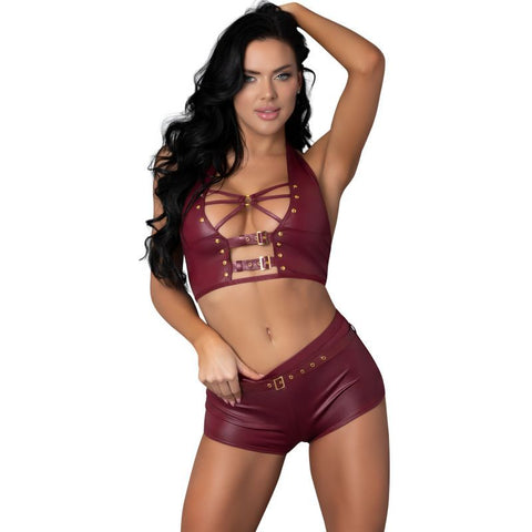 Thalia Burgundy Tease Two Piece Set Burgundy Small Medium Lingerie Sets