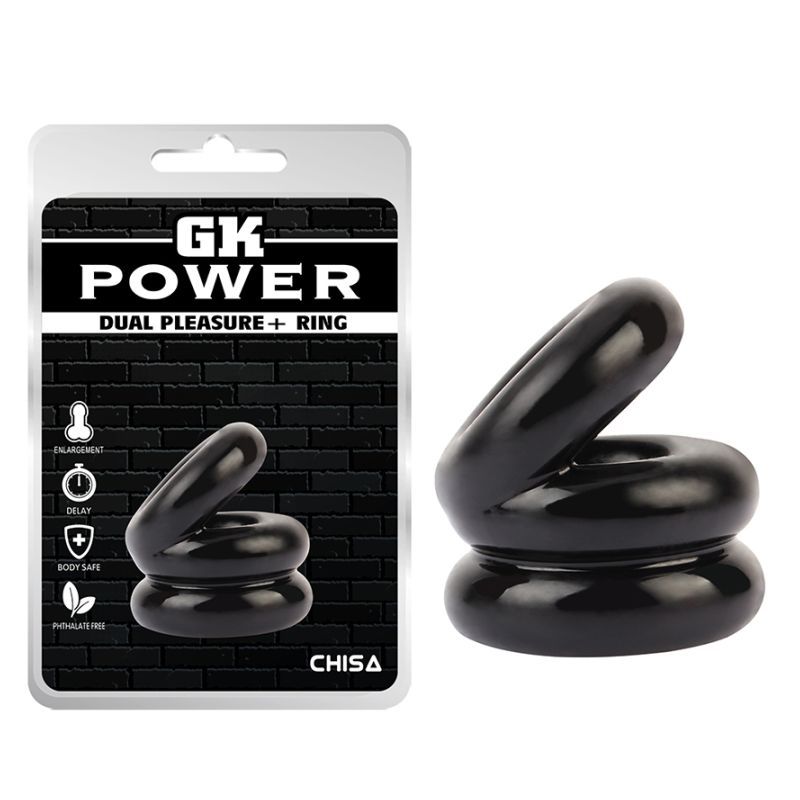 Stacked Dual Pleasure Ring (Black) – Double Loop Cock Ring > Cock Ring > Sling