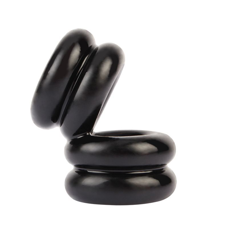 Double Stacked Dual Pleasure Ring (Black) – Stamina Enhancing Ring Black One Size > Cock Ring > Sling