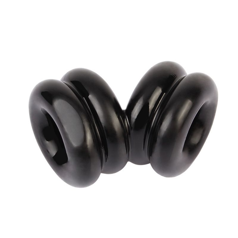 Double Stacked Dual Pleasure Ring (Black) – Stamina Enhancing Ring > Cock Ring > Sling