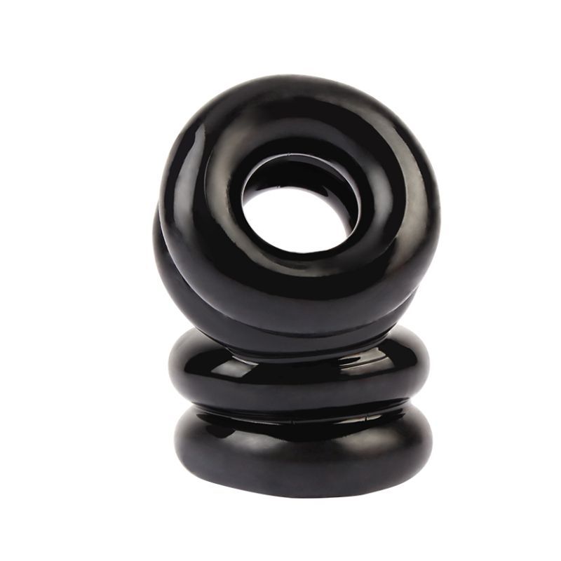 Double Stacked Dual Pleasure Ring (Black) – Stamina Enhancing Ring > Cock Ring > Sling