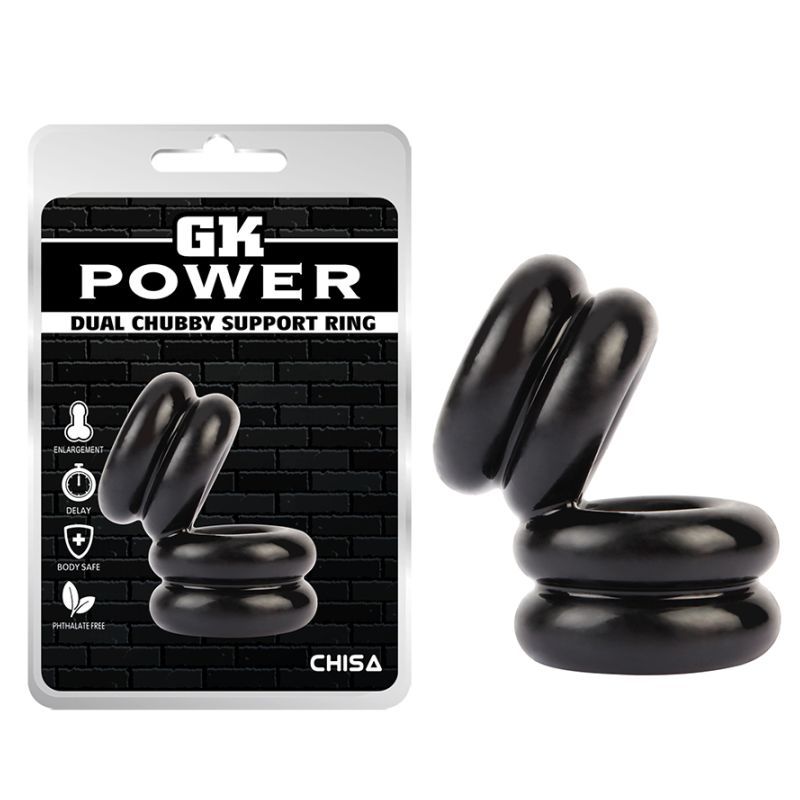 Double Stacked Dual Pleasure Ring (Black) – Stamina Enhancing Ring > Cock Ring > Sling