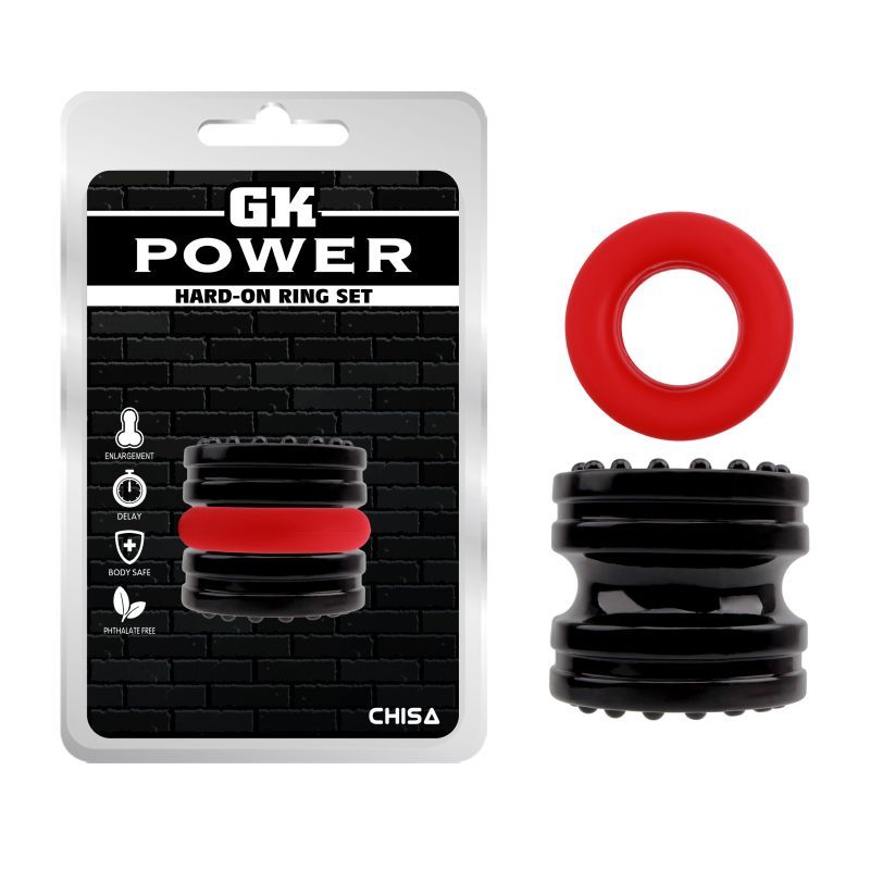 Hard On Ring Set (Black and Red) – Stretchable 4.5 cm Diameter Ring Set Black One Size > Cock Ring > Sets Main image