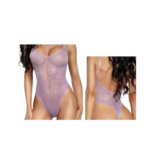 DreamGirl Ombre Glitter Mesh Teddy (Lilac) – Glitter Mesh Lingerie > Clothes > Teddies