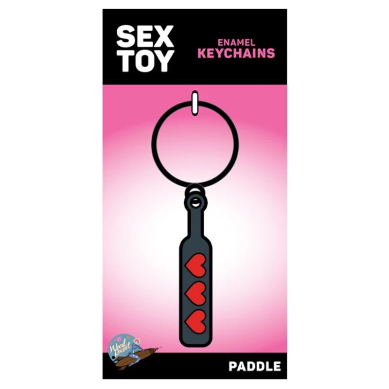 Wood Rocket Hearts Paddle Keychain – Enamel Kink Accessory Keychain Black > Novelties > Keychains