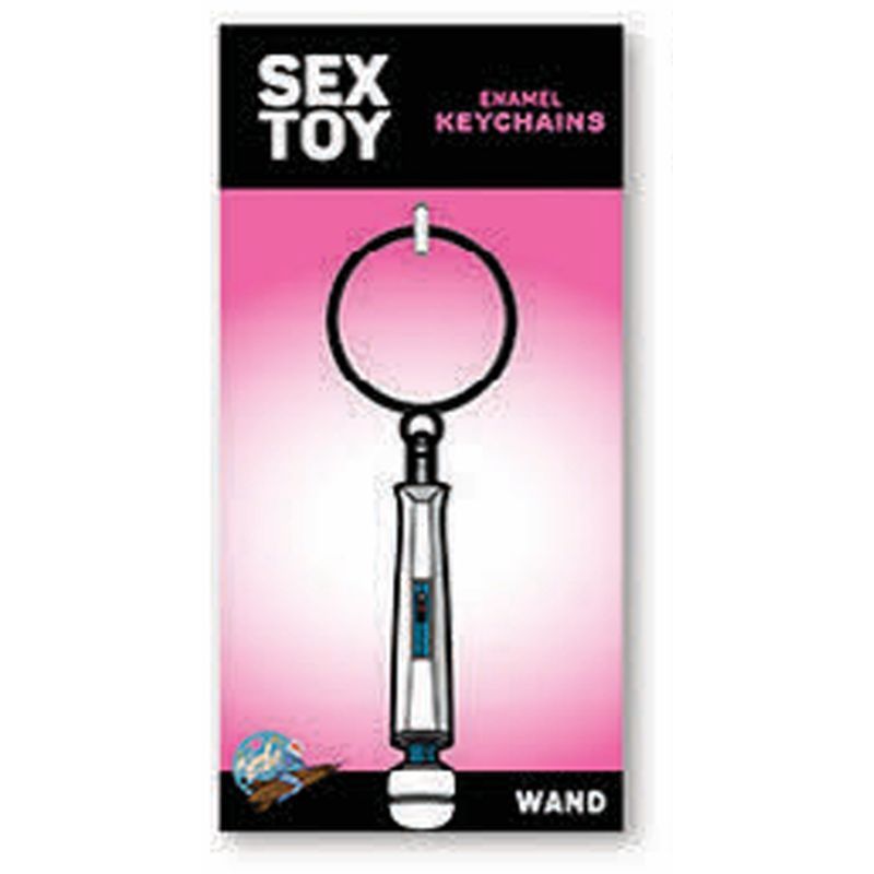 Wood Rocket Wand Enamel Keychain – Wand Massager Key Chain White > Novelties > Keychains