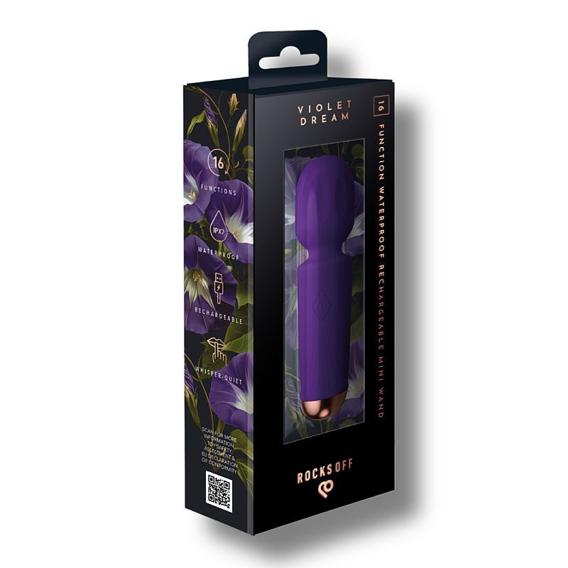 Violet Dream (Purple) – Waterproof Rechargeable 16-Mode Silicone Mini Wand Vibrator > Sex Toys > Mini Massagers