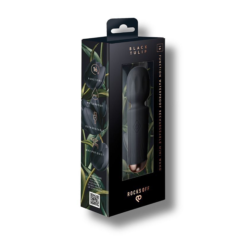 Black Tulip Rechargeable Mini Wand (Black) – Waterproof Silicone Wand with 16 Modes > Sex Toys > Mini Massagers
