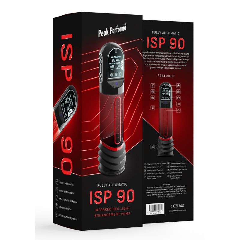 Peak Performance Curve Infrared Automatic Penis Pump (Red) – LCD Display > Pumps > Penis Pumps Electric