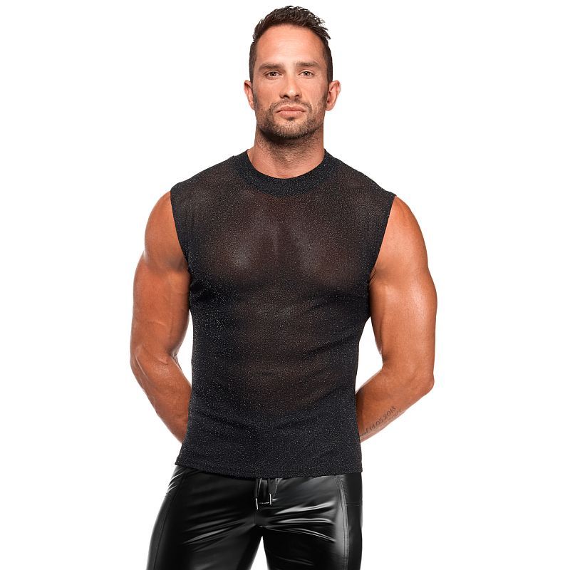 Onyx Skin Tank – Sleeveless Transparent Mesh Lingerie Top Black Large > Clothes > Mens Apparel Main image
