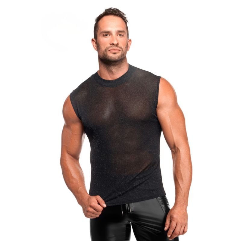 Onyx Skin Tank – Sleeveless Transparent Mesh Lingerie Top > Clothes > Mens Apparel