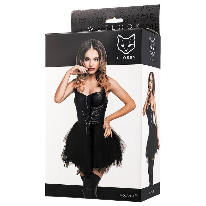 Glossy Elisia Noir Wetlook Dress – Strapless Lingerie Dress > Clothes > Dresses and Chemises