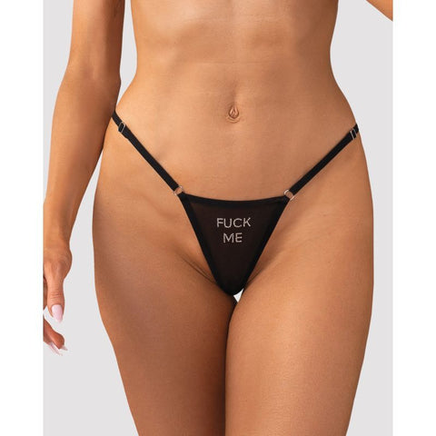 Fuck Me Thong (Black) – Sheer Mesh Lingerie Black Small Medium > Clothes > Panties