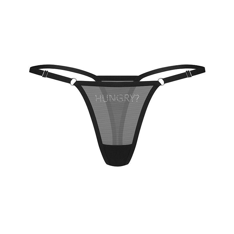 Hungry Thong (Black) – Sheer Mesh Lingerie Black Small Medium > Clothes > Panties