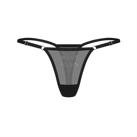 Want To Sin (Black) – Sheer Mesh Women’s Thong Lingerie > Clothes > Panties