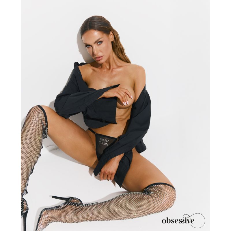 Want To Sin (Black) – Sheer Mesh Women’s Thong Lingerie > Clothes > Panties