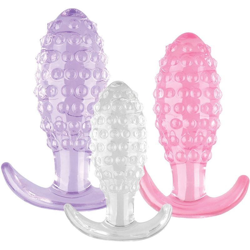 Crystal Ballers 3 Pc Set – Small, Medium, Large Silicone Anal Plug Set Mixed > Anal Range > Butt Plug Kits Main image