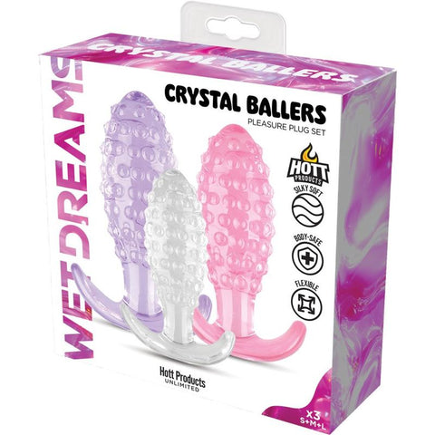 Crystal Ballers 3 Pc Set – Small, Medium, Large Silicone Anal Plug Set > Anal Range > Butt Plug Kits