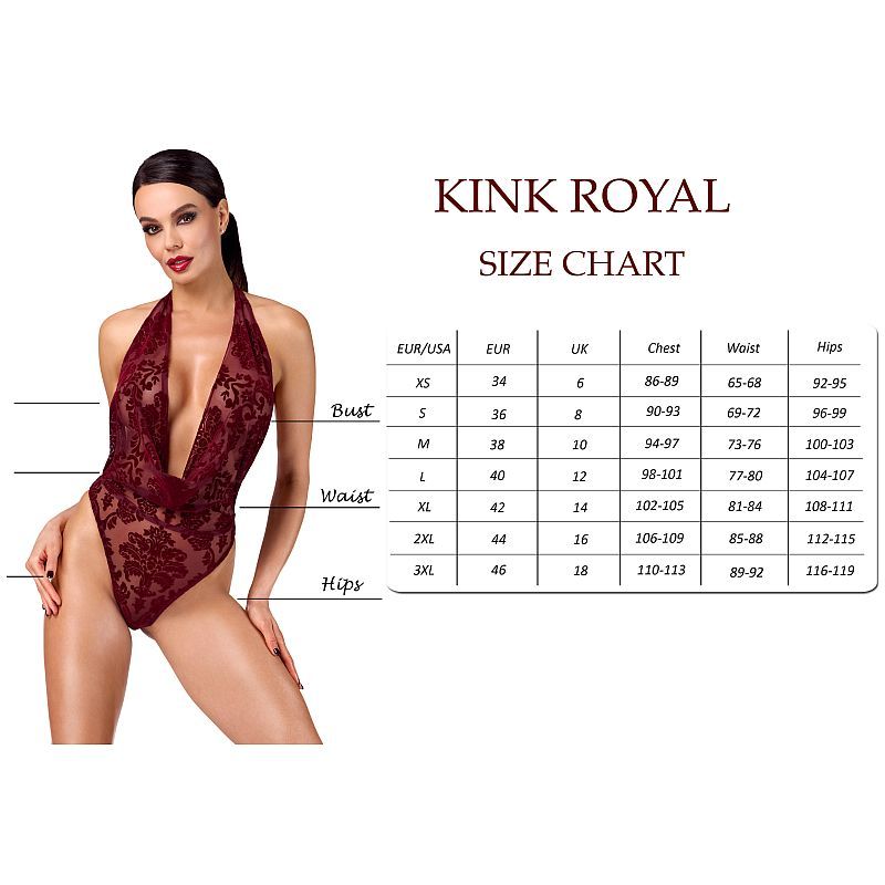 Kink Royal V Neck – Elastic Sheer Flocked Mesh Catsuit > Clothes > Bodies and Playsuits