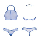 Shaderi High Neck Mesh Top And Asymmetrical Thong Lingerie Set > Clothes > Lingerie Sets
