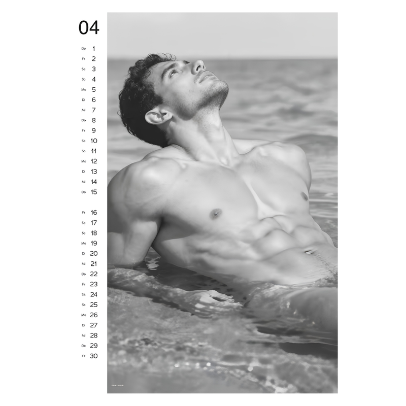 A3 Format Black And White Male Photography Wall Calendar 2027