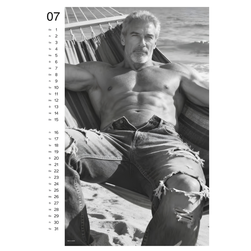 A3 Format Black And White Male Photography Wall Calendar 2027
