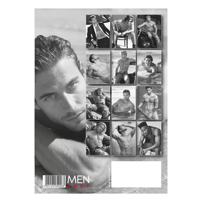 A3 Format Black And White Male Photography Wall Calendar 2027