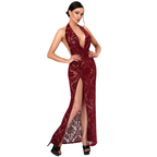Noir Masquerade Lace Gown – Burgundy Burgundy Extra Small > Clothes > Dresses and Chemises