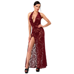 Noir Masquerade Lace Gown – Burgundy > Clothes > Dresses and Chemises