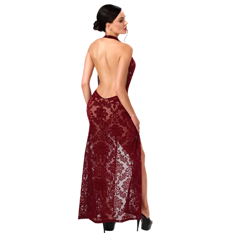 Noir Masquerade Lace Gown – Burgundy > Clothes > Dresses and Chemises