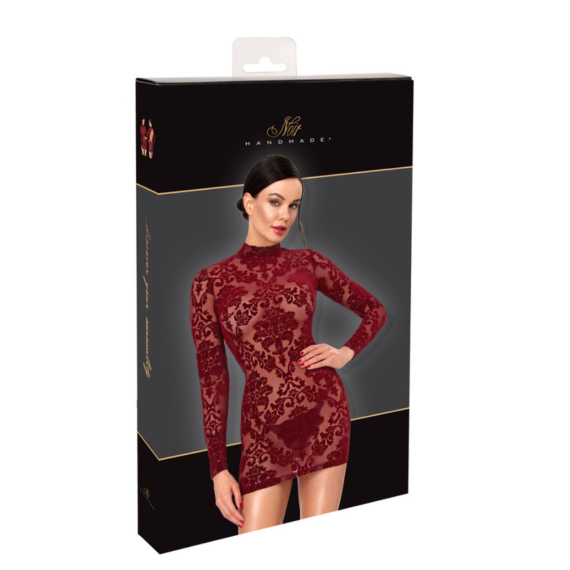 Noir Masquerade Open Back Mini Dress – Burgundy Flocked Tulle > Clothes > Dresses and Chemises