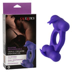 Silicone Triple Orgasm Enhancer in Purple with 12 Vibration Functions and Dual Independent Motors > Cock Ring > Vibrating