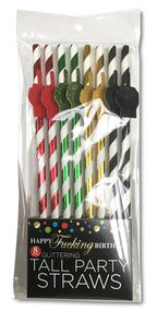 Happy Birthday Tall Party Straws - 8 Pack Fun Adult Party Straws Coloured > Novelties > Party Supplies