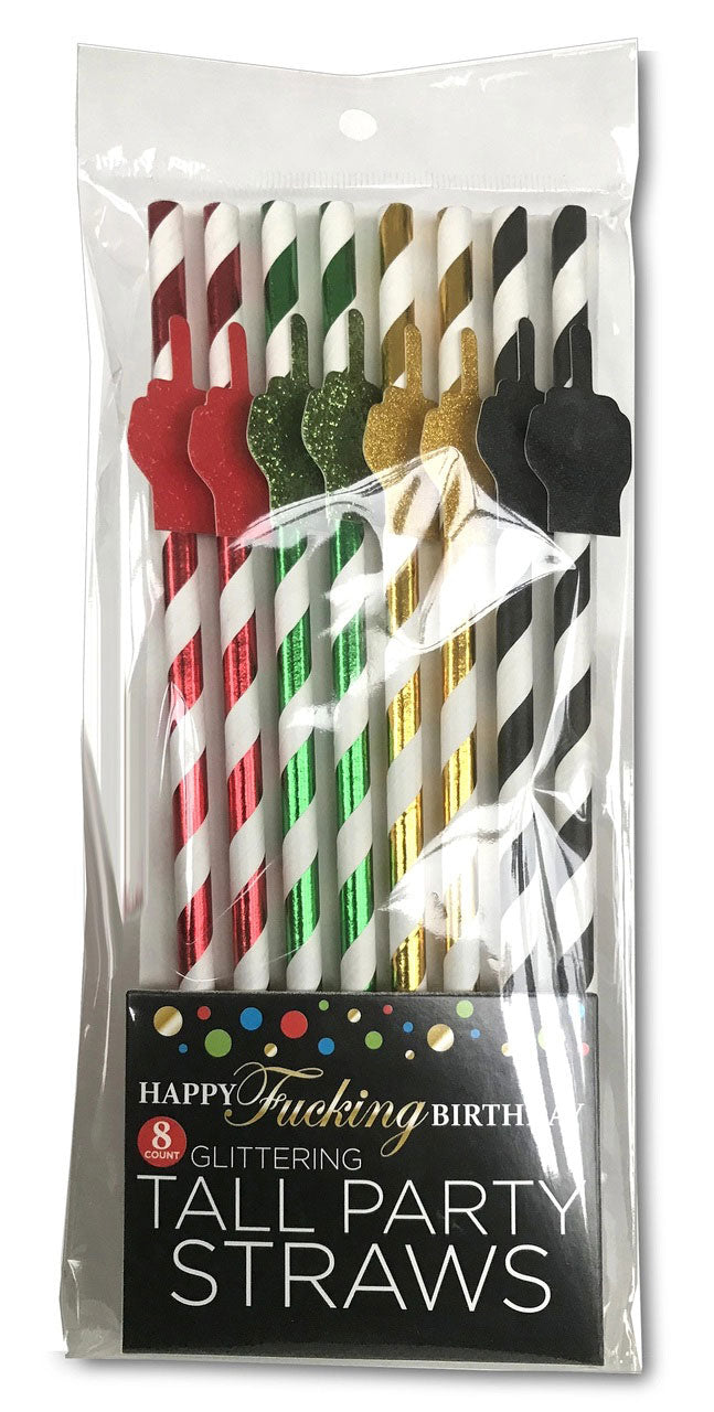 Happy Birthday Tall Party Straws - 8 Pack Fun Adult Party Straws Multi > Novelties > Party Supplies