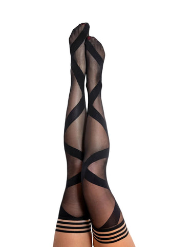 Kixies Jackie Ballet Thigh Highs Size C Semi-Sheer Stockings Black > Clothes > Hosiery > Stockings