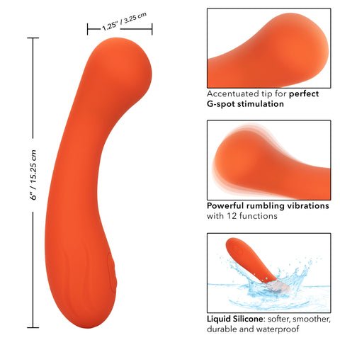 Stella Liquid Silicone G-Wand Vibrator in Orange with Flexible Neck and 12 Vibration Functions > Sex Toys For Ladies > G-Spot Vibrators