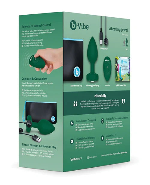b-Vibe Vibrating Jewel Plug Green (4.39 inch) > Anal Range > Jewel Butt Plugs