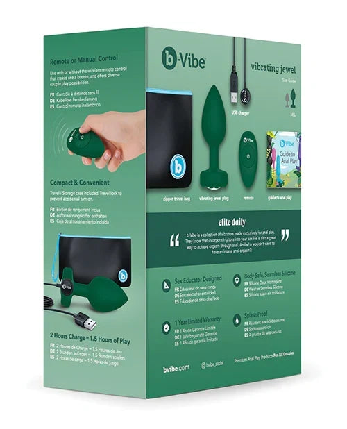 b-Vibe Vibrating Jewel Plug M/L Silicone Anal Toy (8.6 cm insertable) > Anal Range > Jewel Butt Plugs