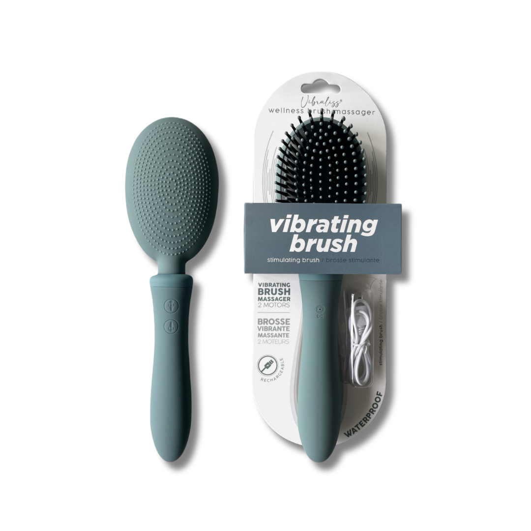 Vibraliss Luxury Vibrating Hairbrush with Dual Motor Grey Blue Secondary image