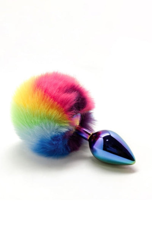 Wooomy Filippi Fluffy Rainbow Metal Anal Plug M Size 8 cm Insertable Length > Anal Range > Tail Butt Plugs