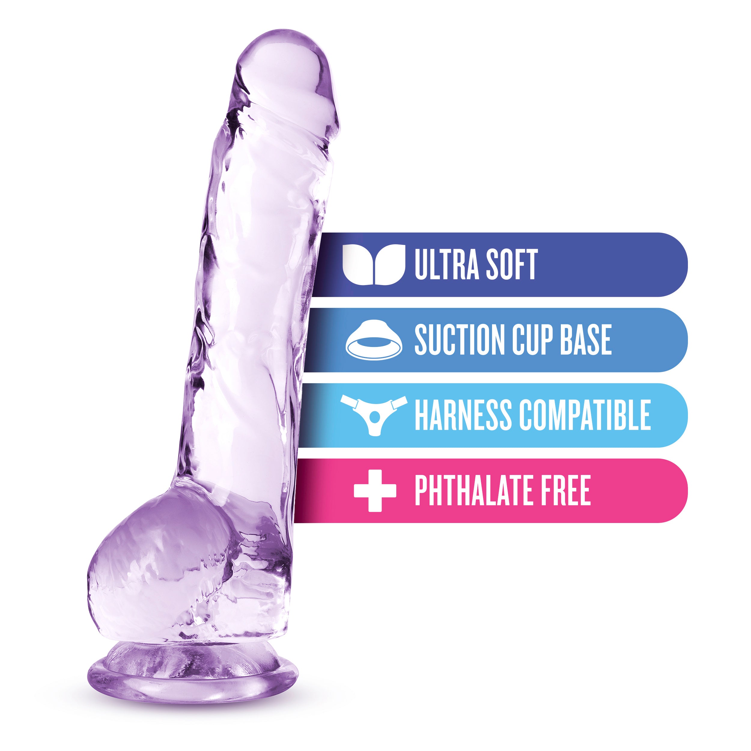 Naturally Yours 8 Inch Crystaline Dildo Amethyst > Dildos > Realistic Dildos