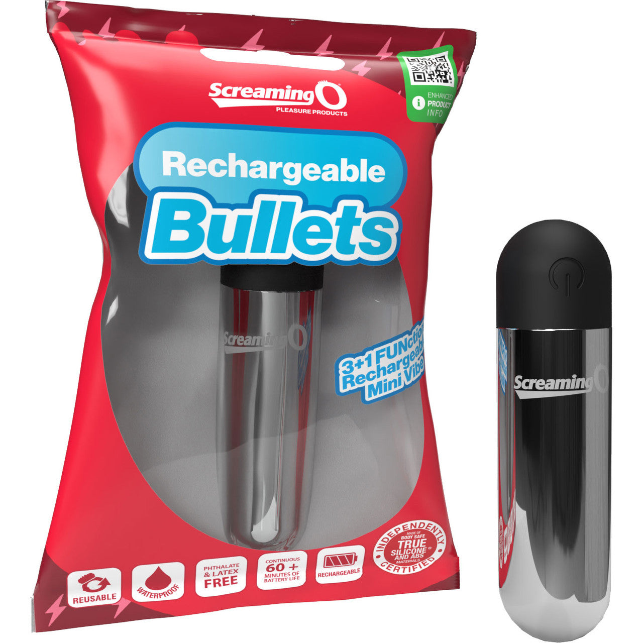 Rechargeable Bullet Vibrator (Silver) – Waterproof Body-Safe ABS with 3 Speeds and Pulse Pattern > Vibrators > Mini Vibrators