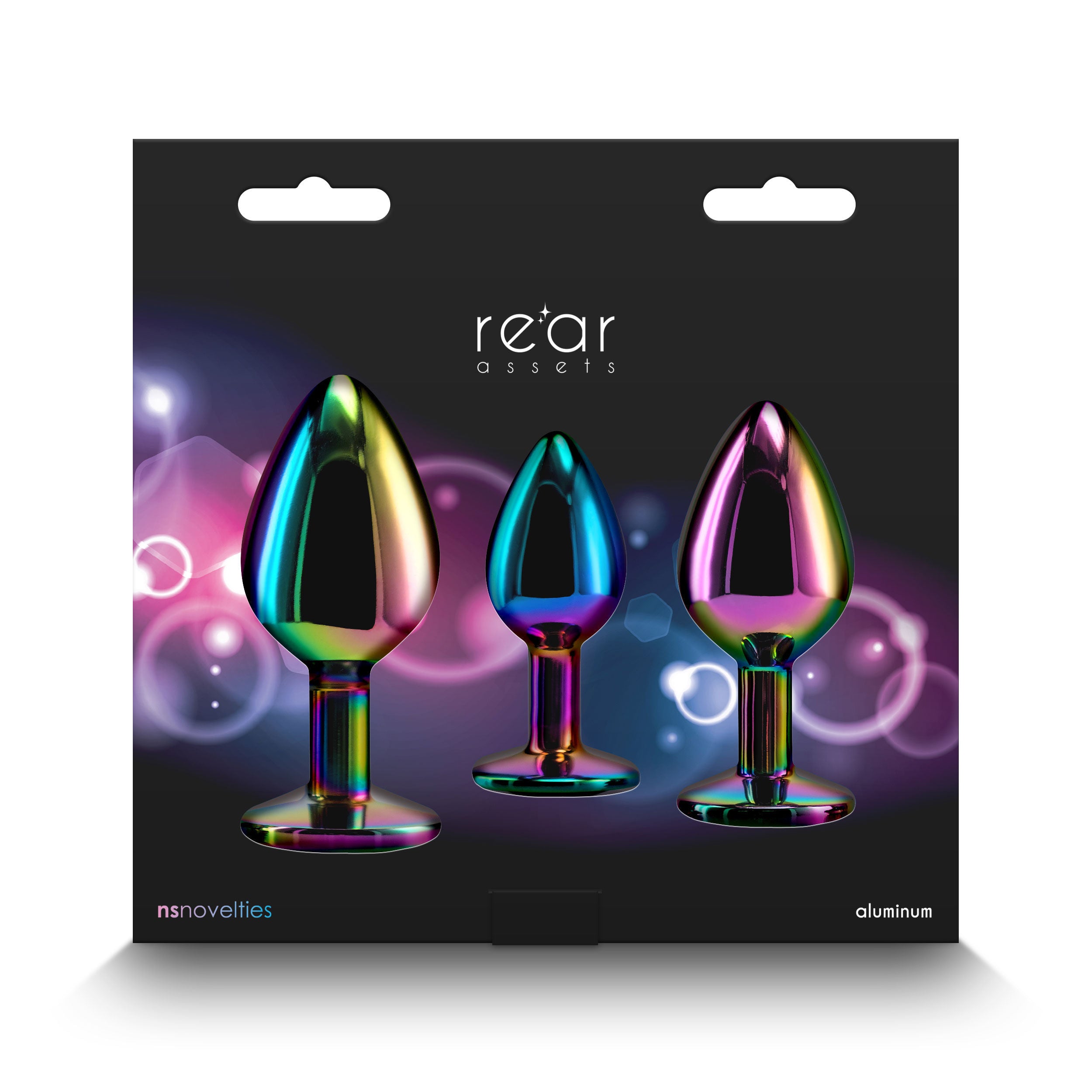 Rear Assets Trainer Kit (Multicolor) – Chrome-Plated 3 Pc Metal Plug Set With Circular Jewel > Anal Range > Butt Plug Kits